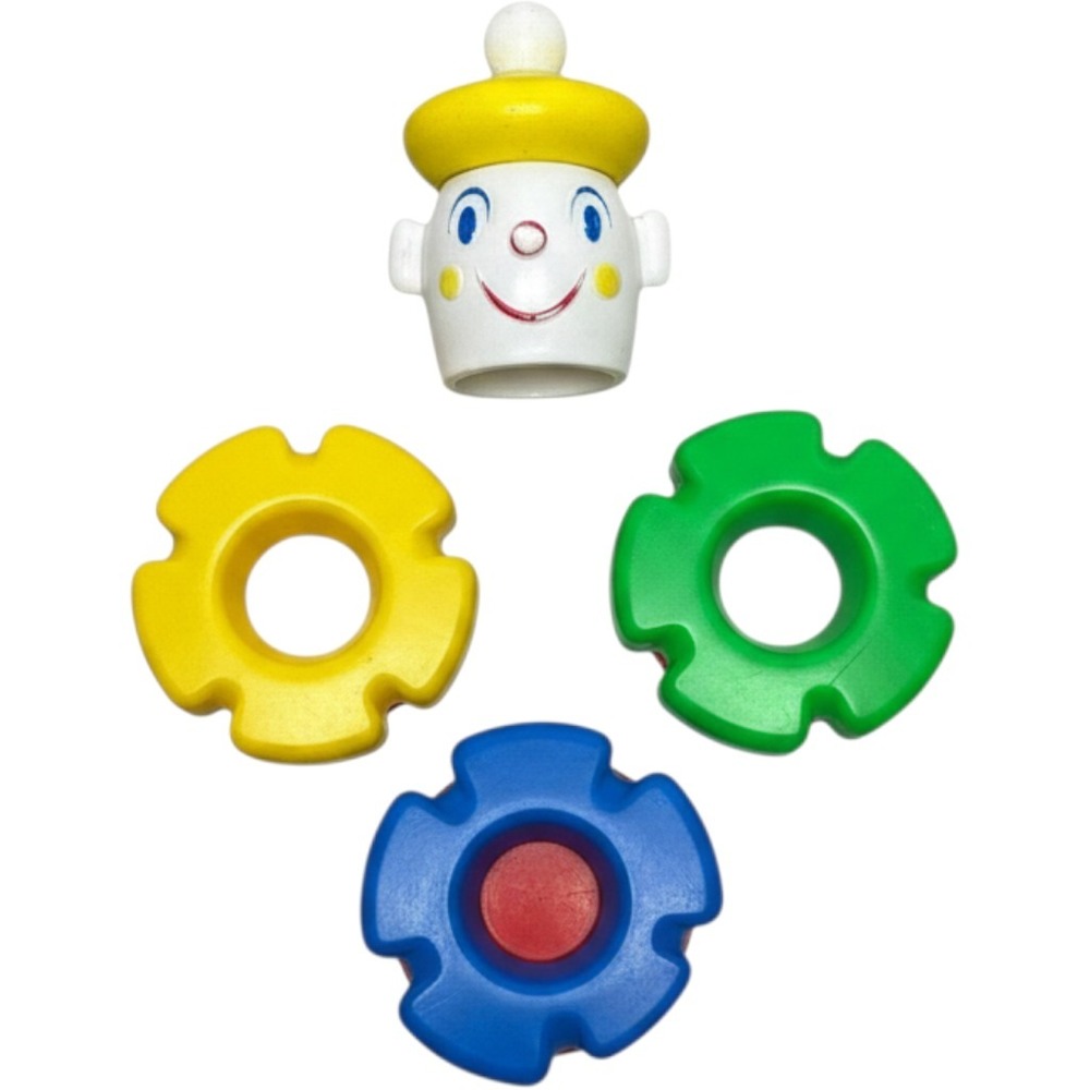 Vintage Fisher Price Clown Stacker Toy Plastic Colorful Rings Nursery Decor